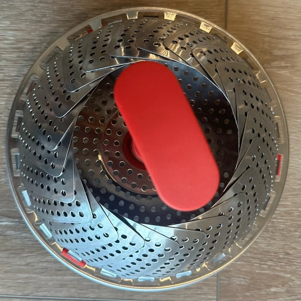 NWT Stainless Steel Steamer Basket Red Handle